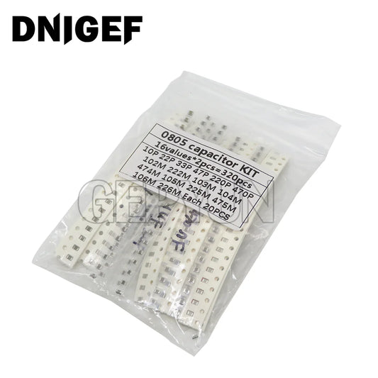 Kit Surtido Capacitor SMD (0603/0805/1206, 1pF-1uF, 16/36/50 Valores) - Pack 320 Piezas