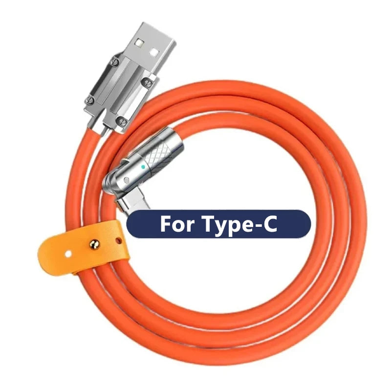 Cable USB Carga Rápida 120W 6A con Codo Rotatorio 180° para iPhone XS/11/12/13/Samsung/Huawei/Xiaomi/OPPO (Tipo C)