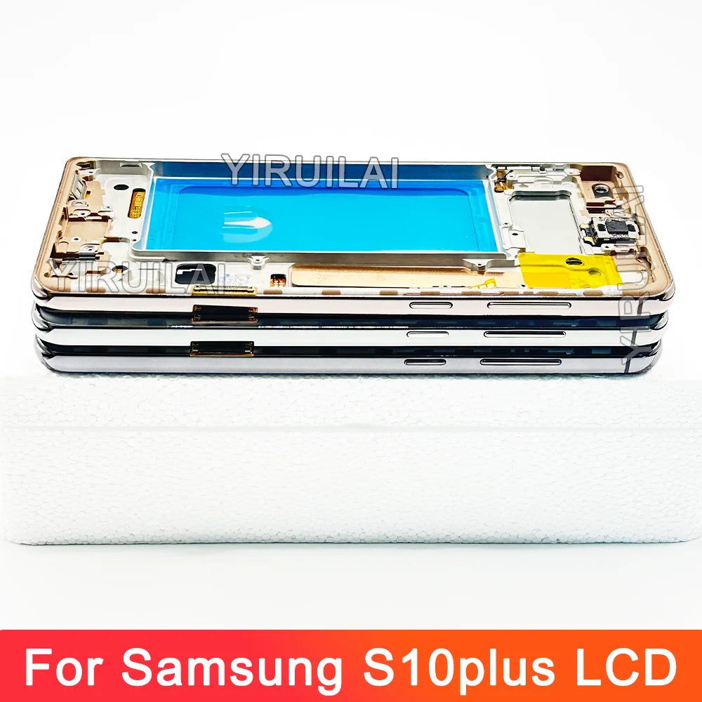 Pantalla probada S10Plus LCD con marco para SAMSUNG S10 Plus S10 + G975 G975F/DS reemplazo del ensamblaje del digitalizador de pantalla táctil