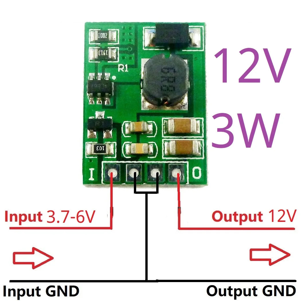 Convertidor Boost DC-DC 3.7V/4.2V a 5V/6V/9V/12V Step-Up Regulador Voltaje para Arduino/ESP32/ESP8266