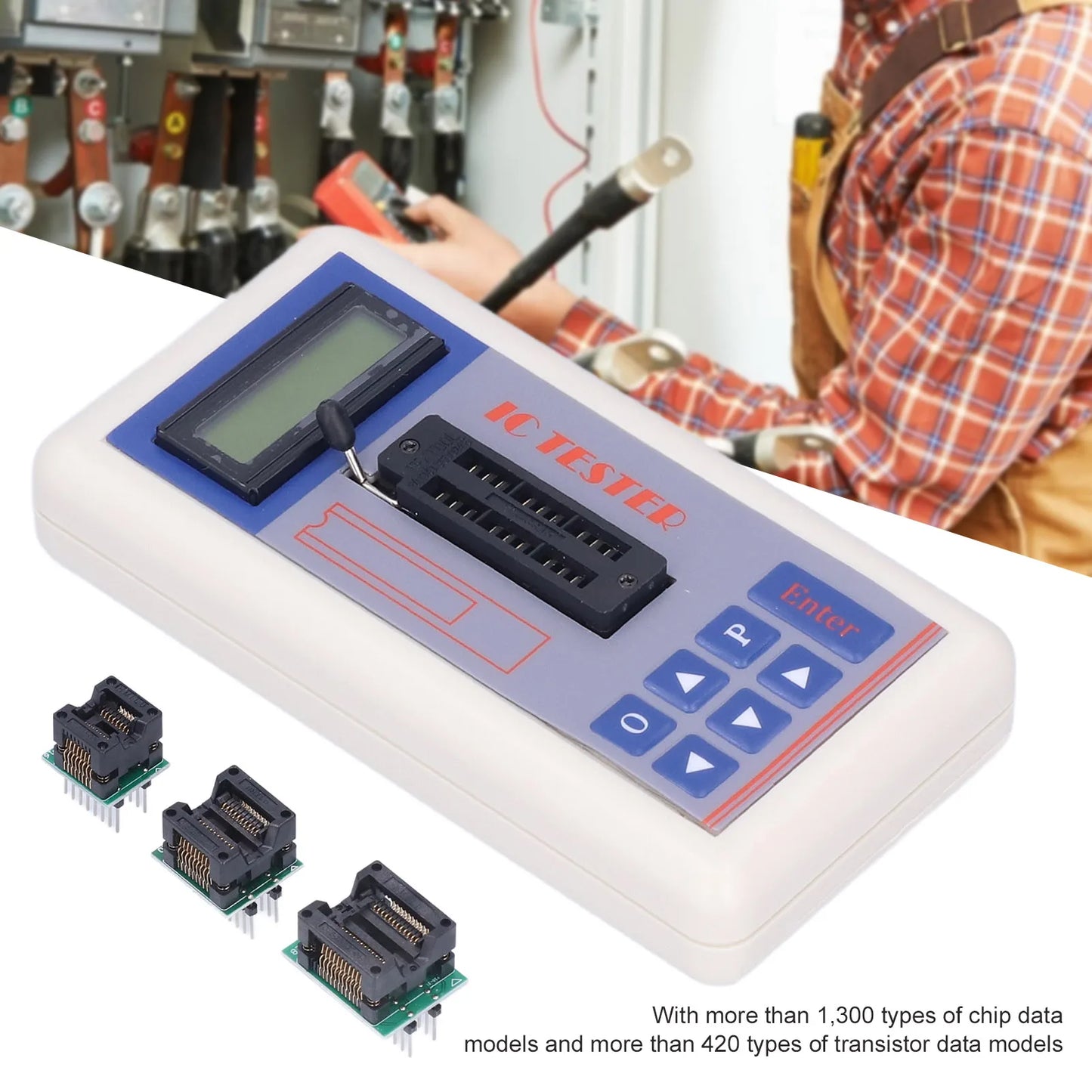 Tester Circuitos Integrados (IC) TSH-06F - Medidor Transistores (Modos 5V/3.3V/Auto)