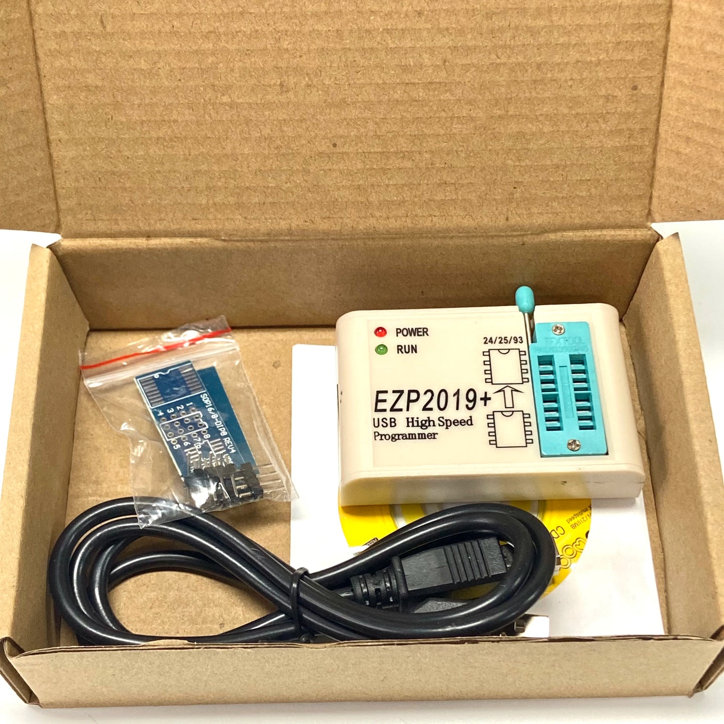 Kit Programador USB SPI Alta Velocidad EZP2019 + 5 Sockets Full Set para EEPROM 24/25/93, Flash 25 BIOS Chip