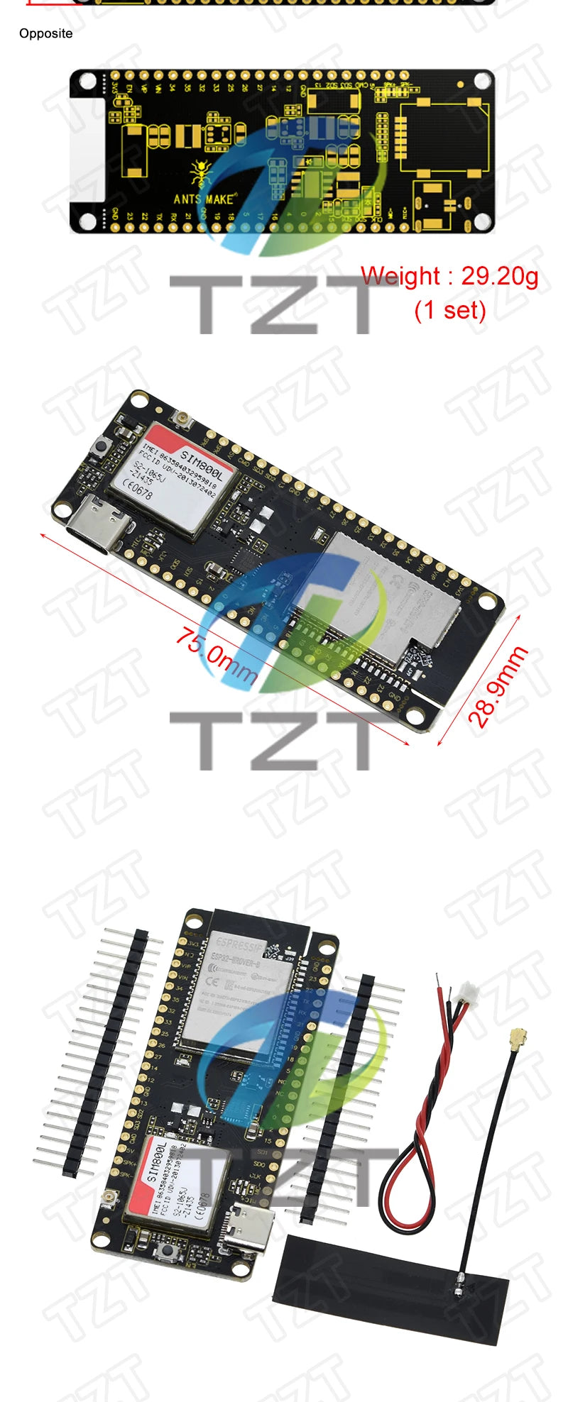 Módulo Inalámbrico TTGO T-Call V1.3 ESP32 con Módulo SIM800L, Ranura SIM y Antena GSM/GPRS para Arduino