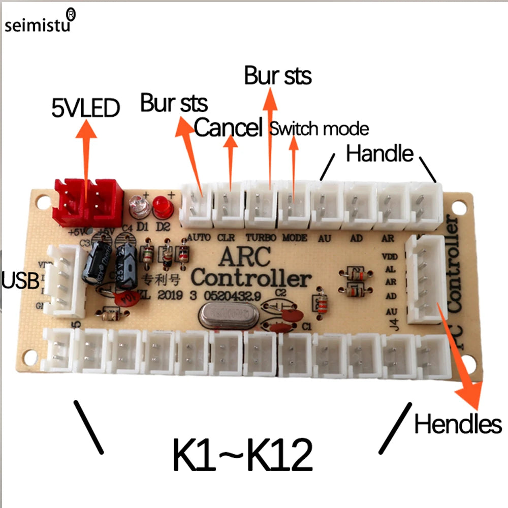 Kit DIY Joystick Arcade (Copia Sanwa) con Botones Pulsadores para PC/Raspberry Pi (Controlador USB Zero Delay)