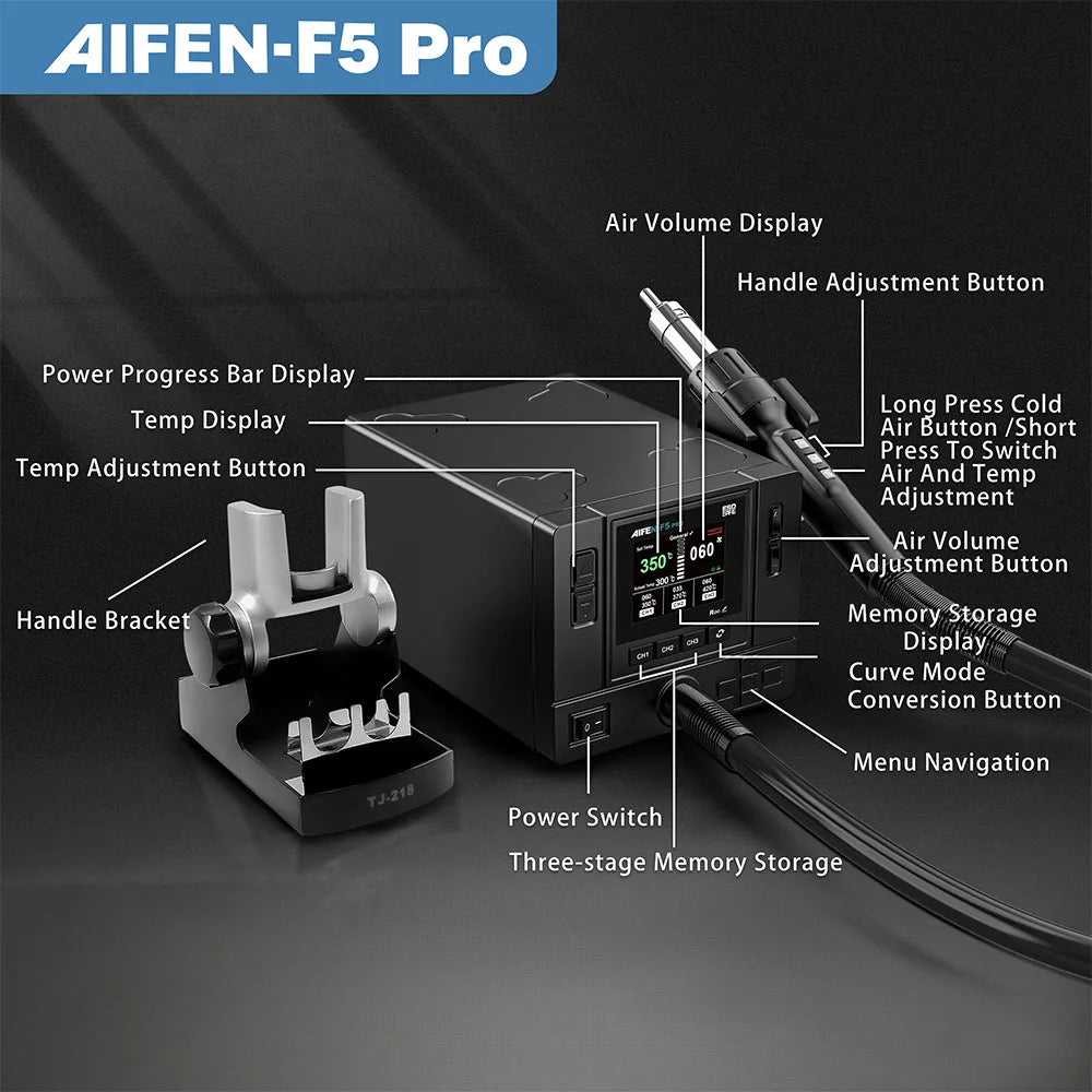 AIFEN F5PRO 1000W Hot Air Rework Station Industrial-Grade Hot AirAI Gun Electronics Soldering Station BGA SMD PCB Heat Gun Tools