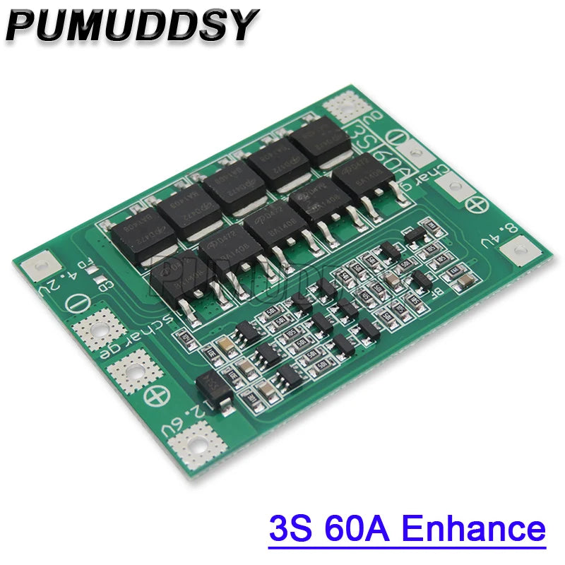 6A 8A 10A 20A 25A 30A 40A 60A 3S Li ion Lithium Battery 18650 Charger PCB BMS Protection Board For Drill Motor Lipo Cell Module