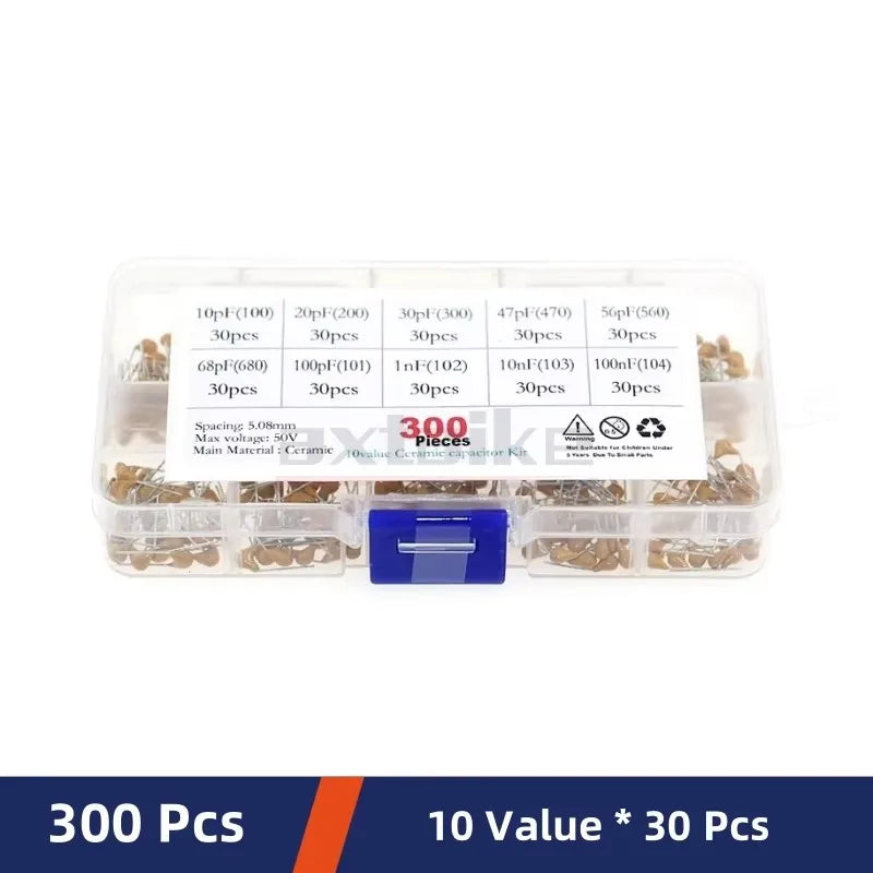 Kit Surtido Capacitores Cerámicos Monolíticos (10pF-10uF, 50V) MLCC - Pack 180/300/480/500 Piezas