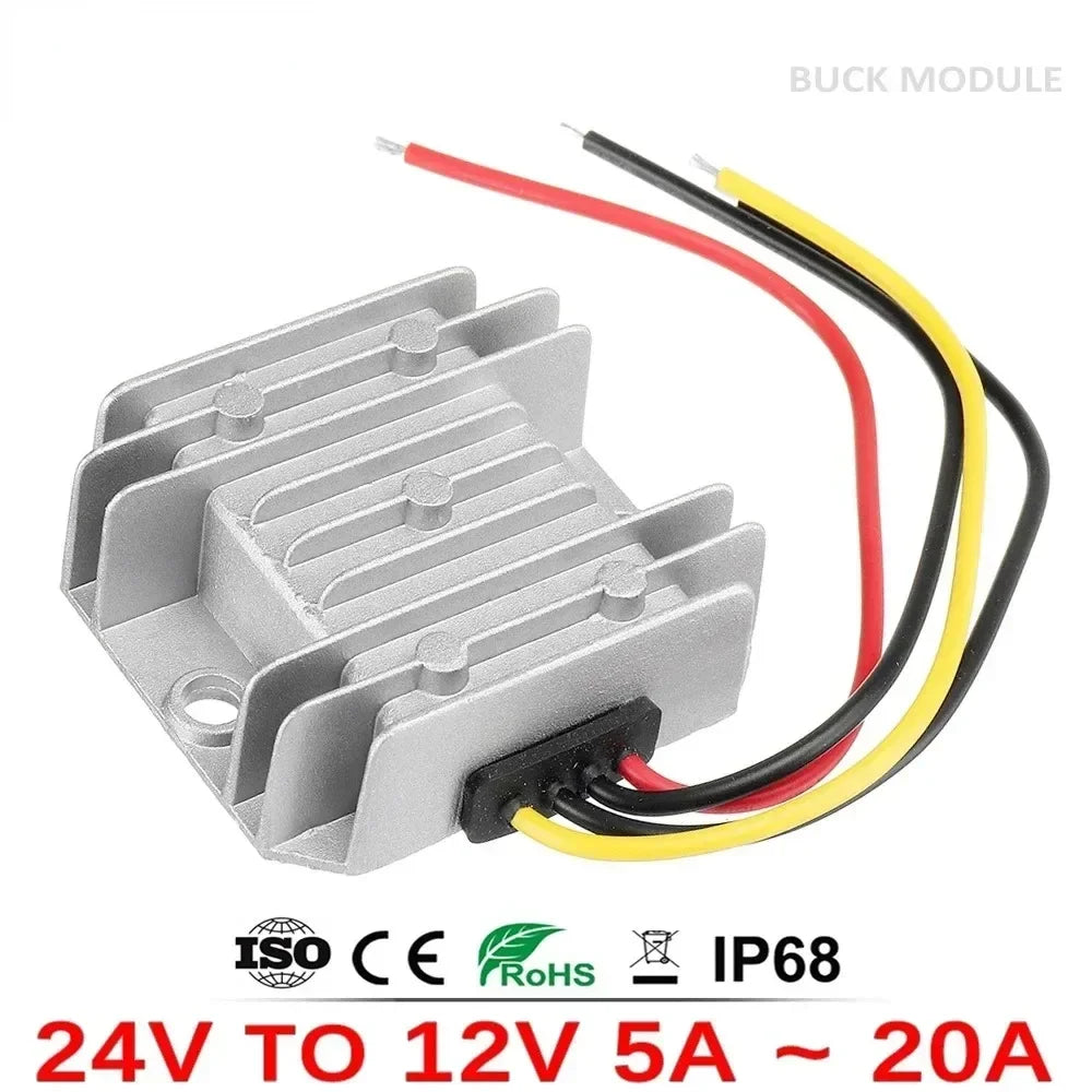 Convertidor DC-DC Step-Down 20V-90V a 12V (5A/10A/15A/20A) Regulador Voltaje Transformador para Auto (CE)