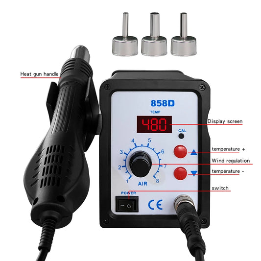 858D Hot Air Gun BGA Soldering Rework Station Blower Hair Dryer Hairdryer Soldering Heat Gun 220V 110V SMD SMT Welding Repair