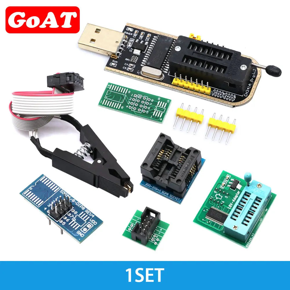 Kit Programador USB CH341A 24/25 Series EEPROM Flash BIOS + Clip Test SOIC8/SOP8 (Variante 2)