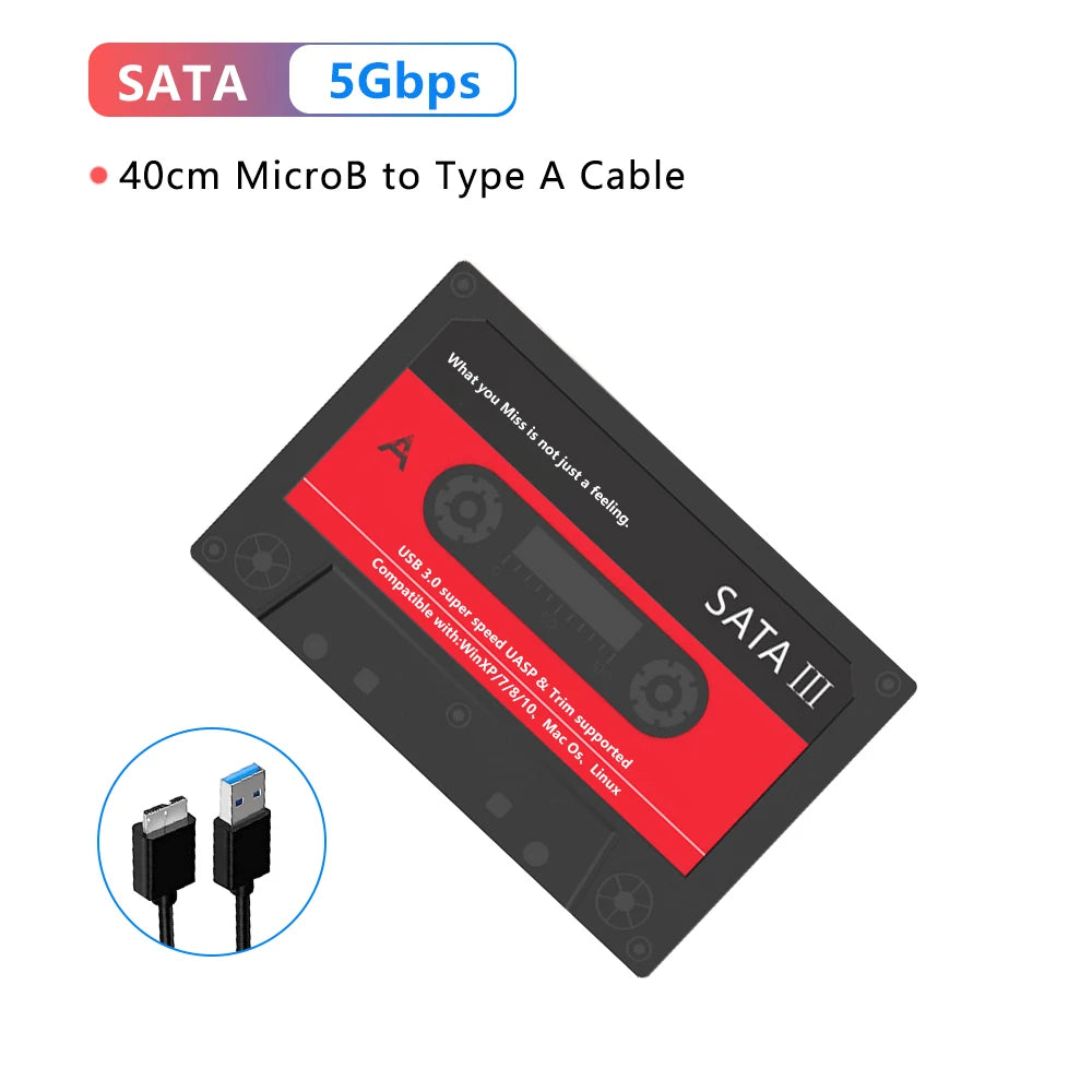 Carcasa Externa UTHAI T46 USB 3.0 SATA (5Gbps, UASP) para Disco Duro HDD/SSD 2.5" Cinta para PC/Notebook