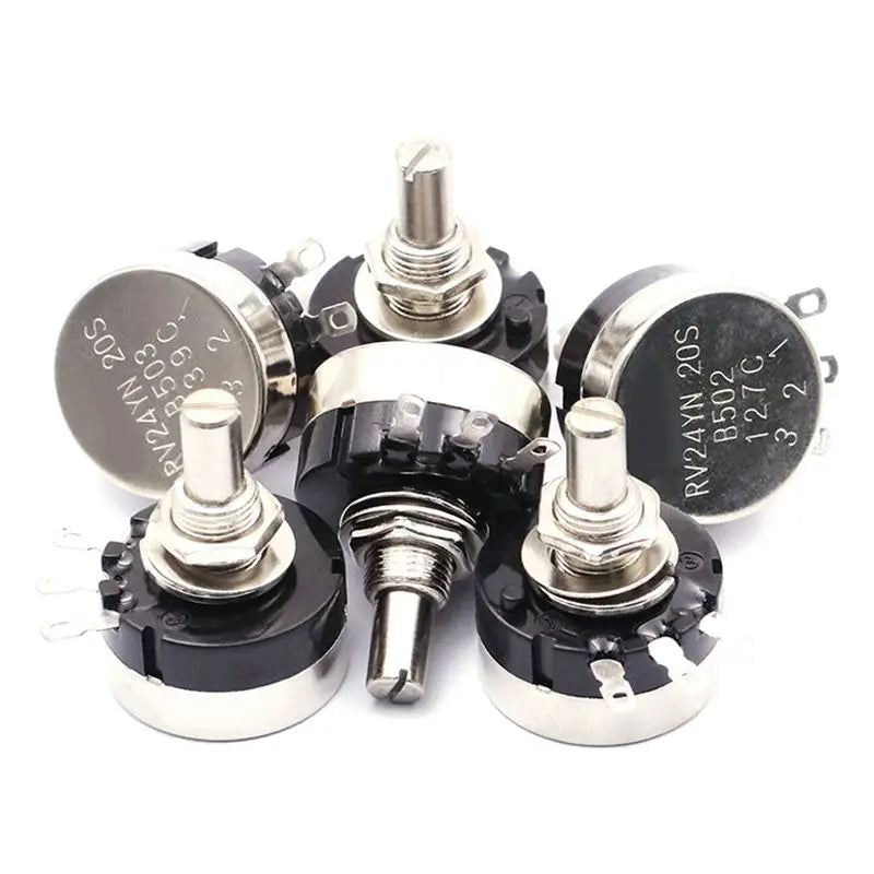 RV24YN20S 1K 2K 5K 10K 20K 50K 100K 200K 250K 500K 200Ω 500Ω 1M Ohm Single Turn Carbon Film Rotary Taper Potentiometer