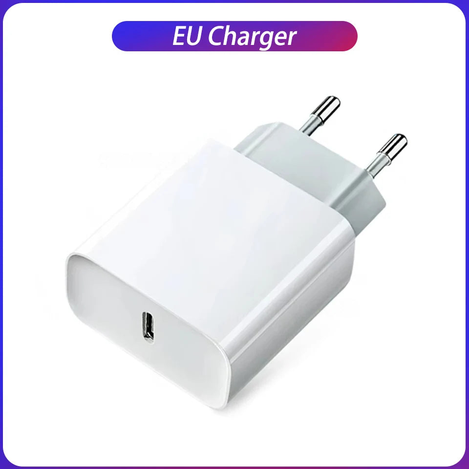 Cargador Original Apple PD 20W USB-C + Cable Lightning Carga Rápida para iPhone/iPad (Enchufe EU/US)