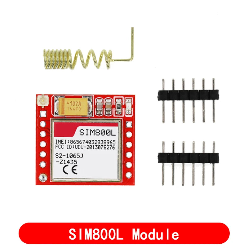 Módulo GSM/GPRS SIM800L (Micro SIM, Quad-Band, Puerto Serial TTL) con Antena PCB para Arduino