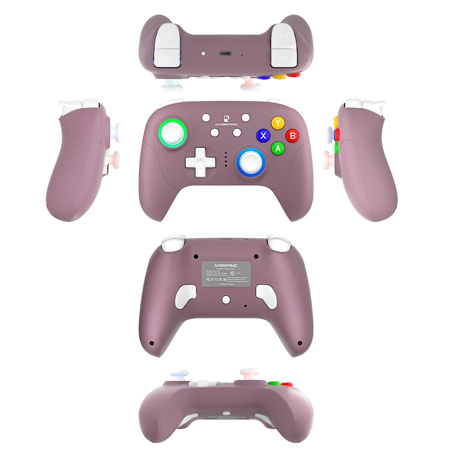 Gamepad ANBERNIC RG P01/RGP01 Bluetooth/Cableado con Joystick Efecto Hall RGB para Switch/PC/Steam/Android/iOS