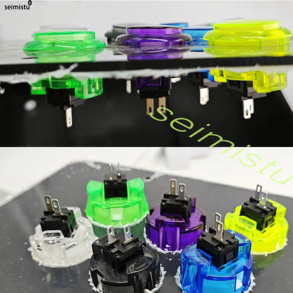 Botón Pulsador Transparente (24mm/30mm) Copia Sanwa OBS-C para Consola Videojuegos/Hitbox/Arcade PC Neo Geo (10 Unidades)