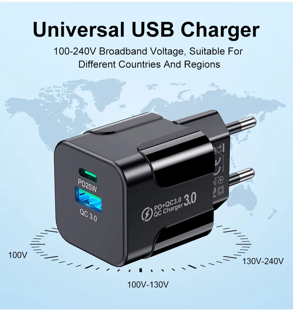 Cargador Pared Rápido PD 25W USB Tipo C (Enchufe Coreano KR) para iPhone 15 Pro Max