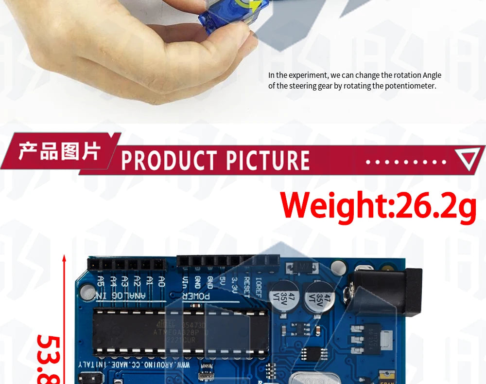 Placa Desarrollo Arduino UNO R3 (Oficial Certificada, ATMEGA16U2 + MEGA328P) con Cable USB Tipo A a B