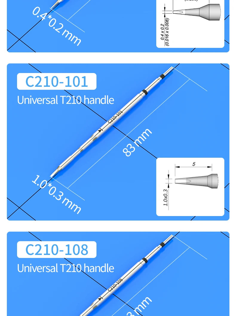C210 Soldering Tips Compatible with JBC T210 Handle for CD-2SD/2SHE Station Welding Nozzle C210-001 C210-007 C210-008 C210-018