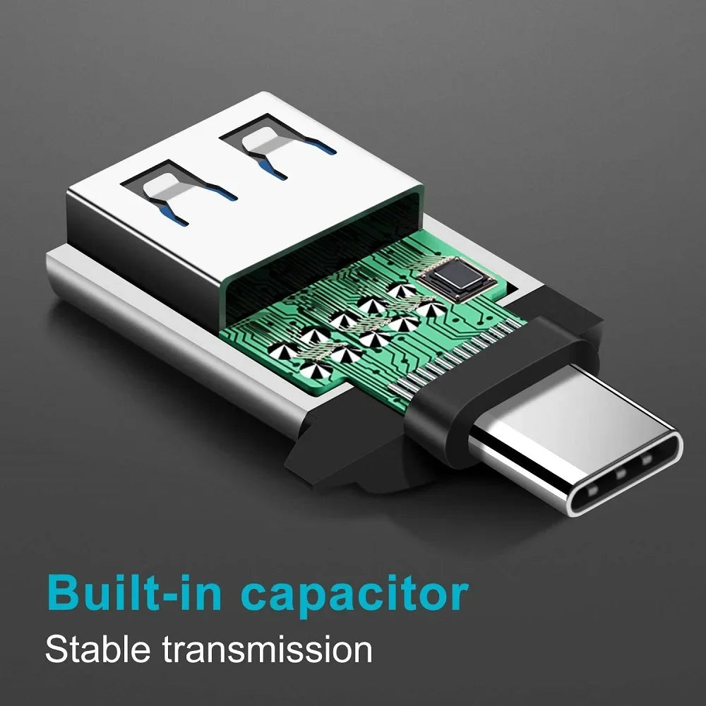 Adaptador Convertidor OTG USB 3.0 Macho a Tipo C Hembra para Cargador/PC/MacBook/Auto/USB iPad (2 Unidades)
