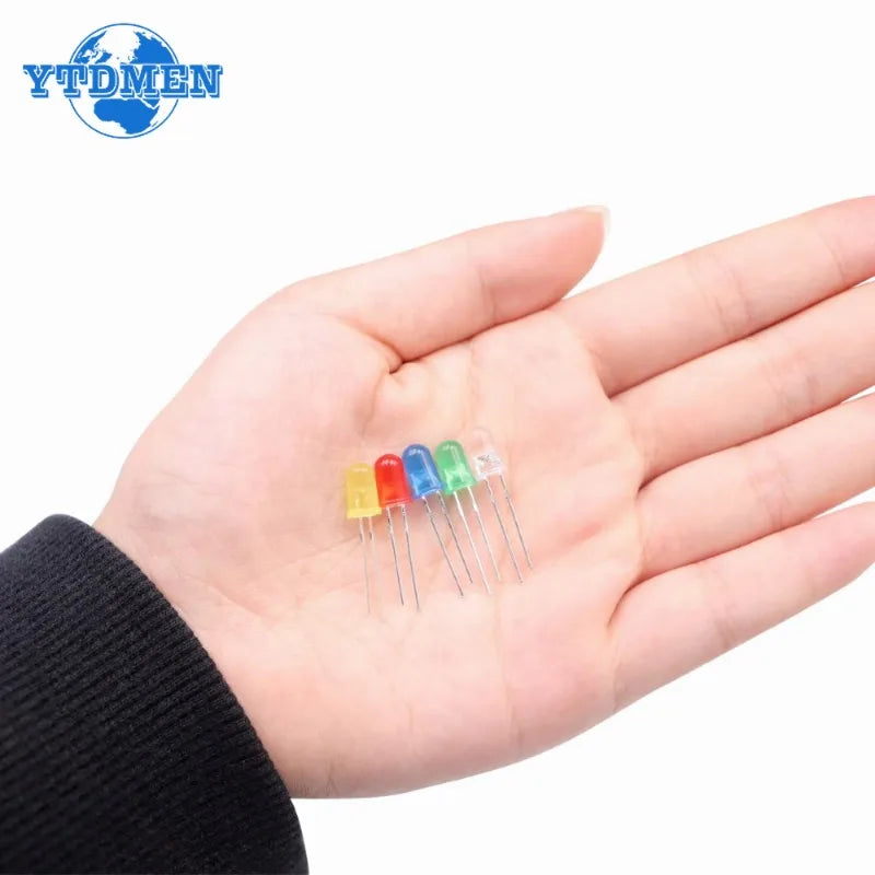 Kit Surtido Diodos LED (3mm/5mm/8mm/10mm, Rojo/Amarillo/Azul/Verde/Blanco) para DIY Electrónico (50/100 Unidades)
