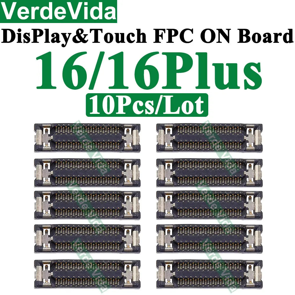 Conector FPC Pantalla LCD / Táctil en Placa Base para iPhone X/XS/XR/11/12/13/14/15/16 Pro Max/Plus (10 Unidades)