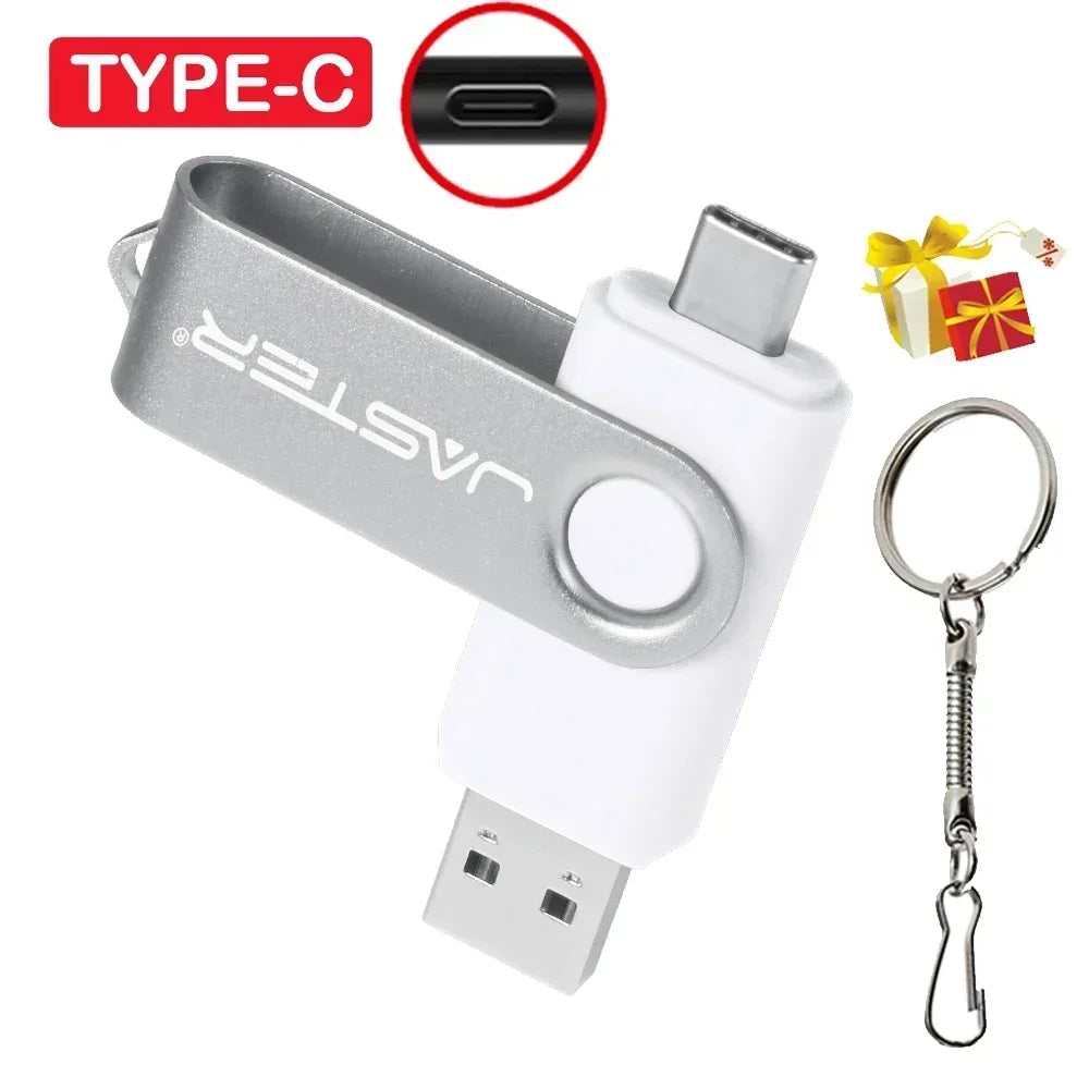 Memoria USB Flash Drive Pendrive Tipo C (32GB/64GB/128GB) con Llavero Regalo Empresarial