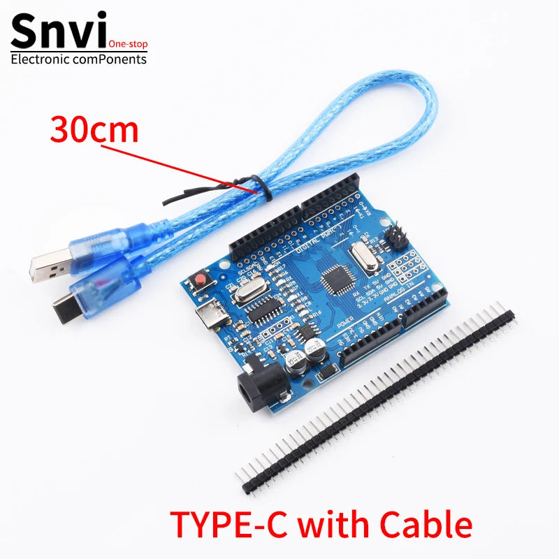 Placa Desarrollo UNO R3 (ATMEGA328P, CH340/ATEGA16U2) compatible Arduino con Cable + Placa Expansión Proto Shield R3/R4