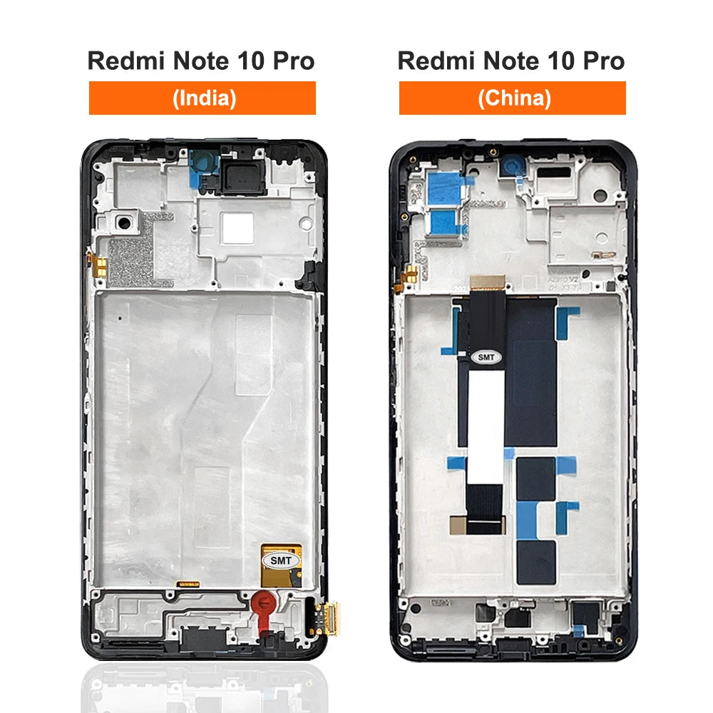 6.67" AMOLED for Xiaomi Redmi Note 10 Pro LCD Display Touch Screen For Redmi Note10Pro M2101K6G LCD Display Replace, with Frame