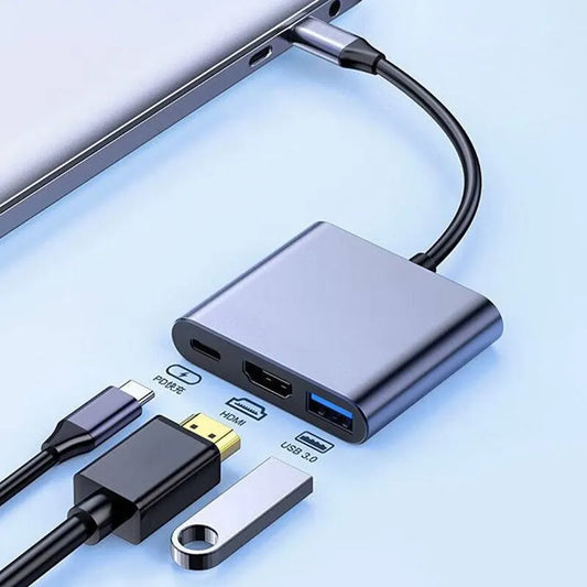 Hub USB C 3 en 1 (Tipo C 3.0 a HDMI 4K, PD Carga Rápida) Adaptador Splitter para MacBook/Teléfono/Computadora