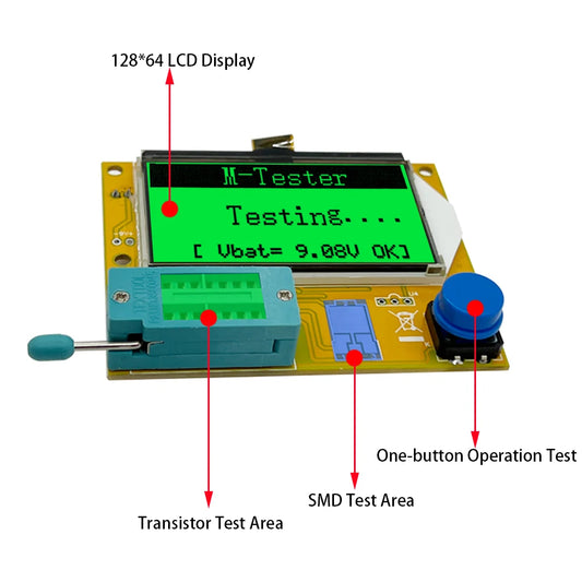 Tester Transistor LCR-T4 (Nuevo, Alta Calidad) - Medidor ESR, Diodo, Triodo, Capacitancia, SCR, Inductancia