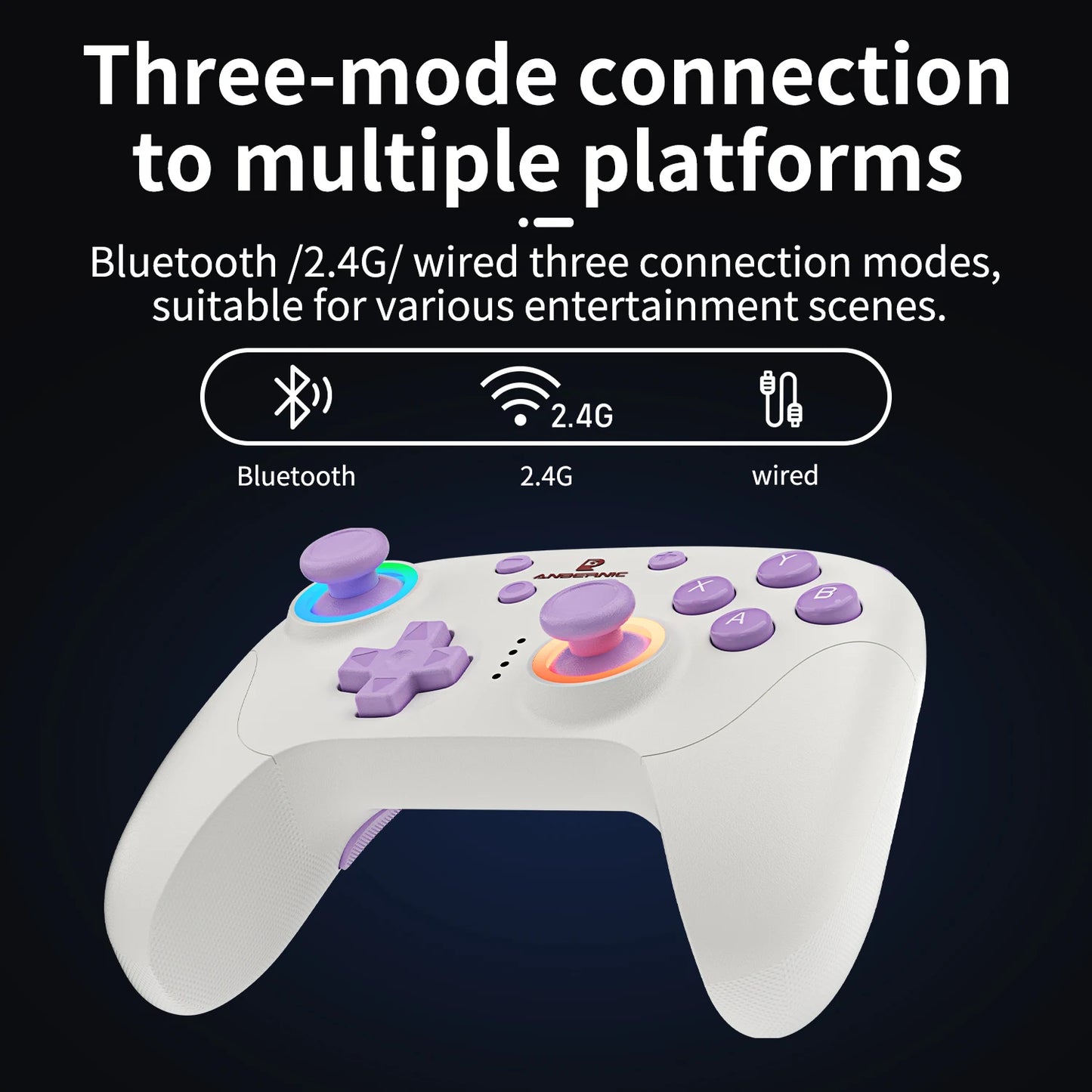 Gamepad ANBERNIC RG P01/RGP01 Bluetooth/Cableado con Joystick Efecto Hall RGB para Switch/PC/Steam/Android/iOS
