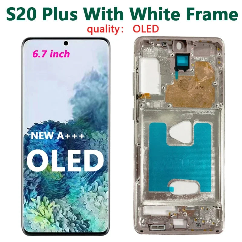 OLED para Samsung Galaxy S20 Ultra Lcd G988 con marco pantalla táctil digitalizador frontal S20 S20 Plus G980 G985 reemplazo