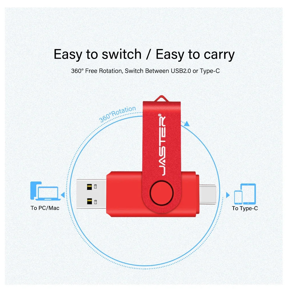 Memoria USB Flash Drive Pendrive Tipo C (32GB/64GB/128GB) con Llavero Regalo Empresarial
