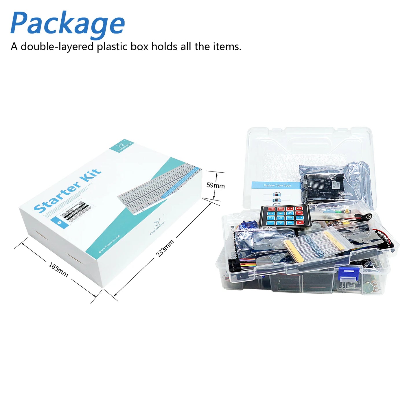Kit Inicio Freenove Completo para Arduino UNO R4 WiFi Mini (V5, ARM Cortex-M4, 343 Items, 90 Proyectos, Tutorial 474 Págs)