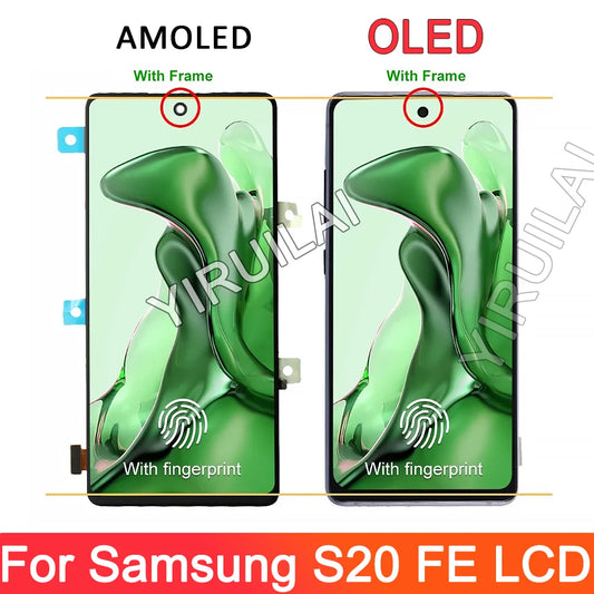 OLED para Samsung Galaxy S20 FE G780F pantalla LCD Digitalizador de pantalla táctil con marco para Samsung S20 FE 5G G781B reemplazo LCD