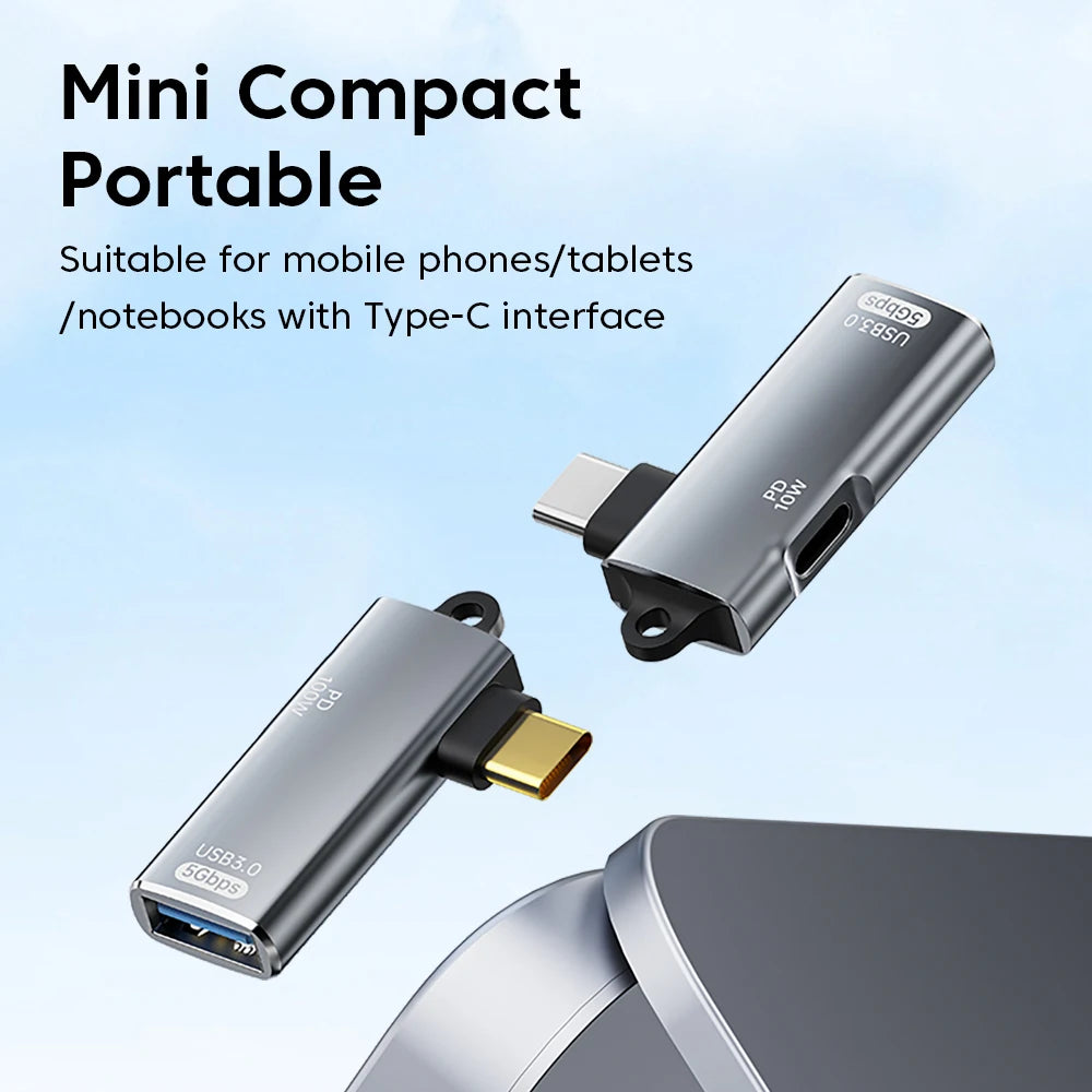 Adaptador OTG Elough 2-en-1 PD 100W (USB-C a USB-C / USB-A a USB-C) para iPhone 15/Laptops/Xiaomi/Huawei