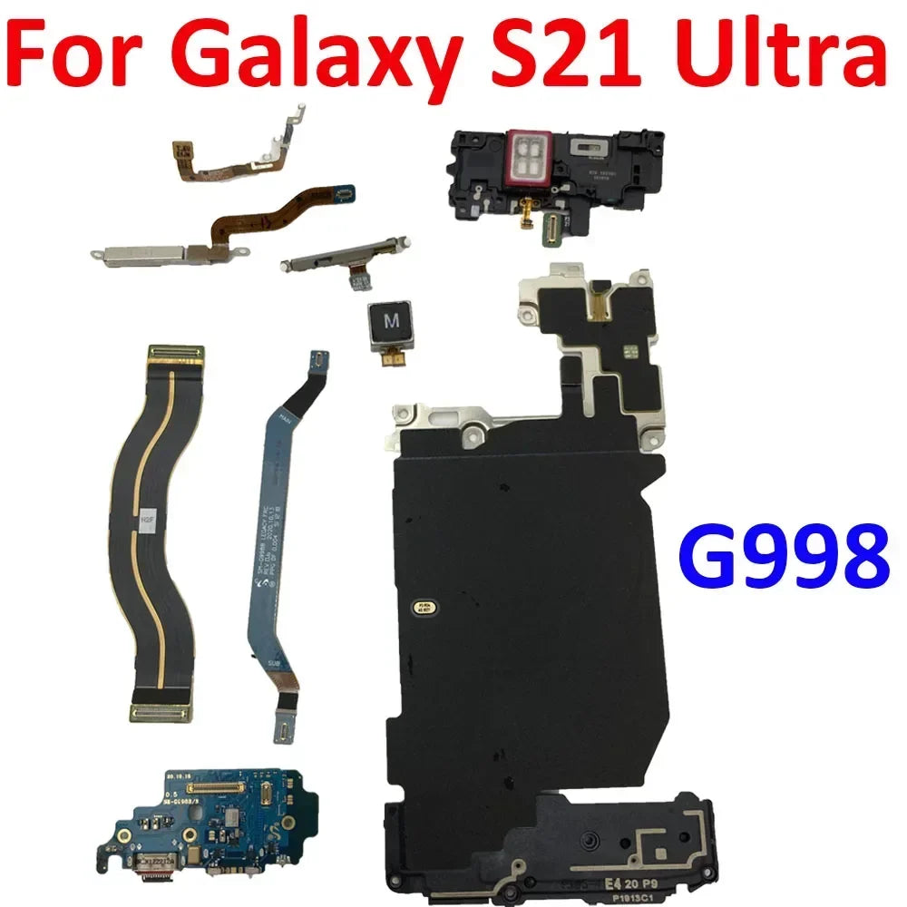 Bueno para Samsung Galaxy S21 Ultra G998 antena de señal NFC WIFI LCD Placa de carga inalámbrica Cable flexible micrófono 5G mmWave