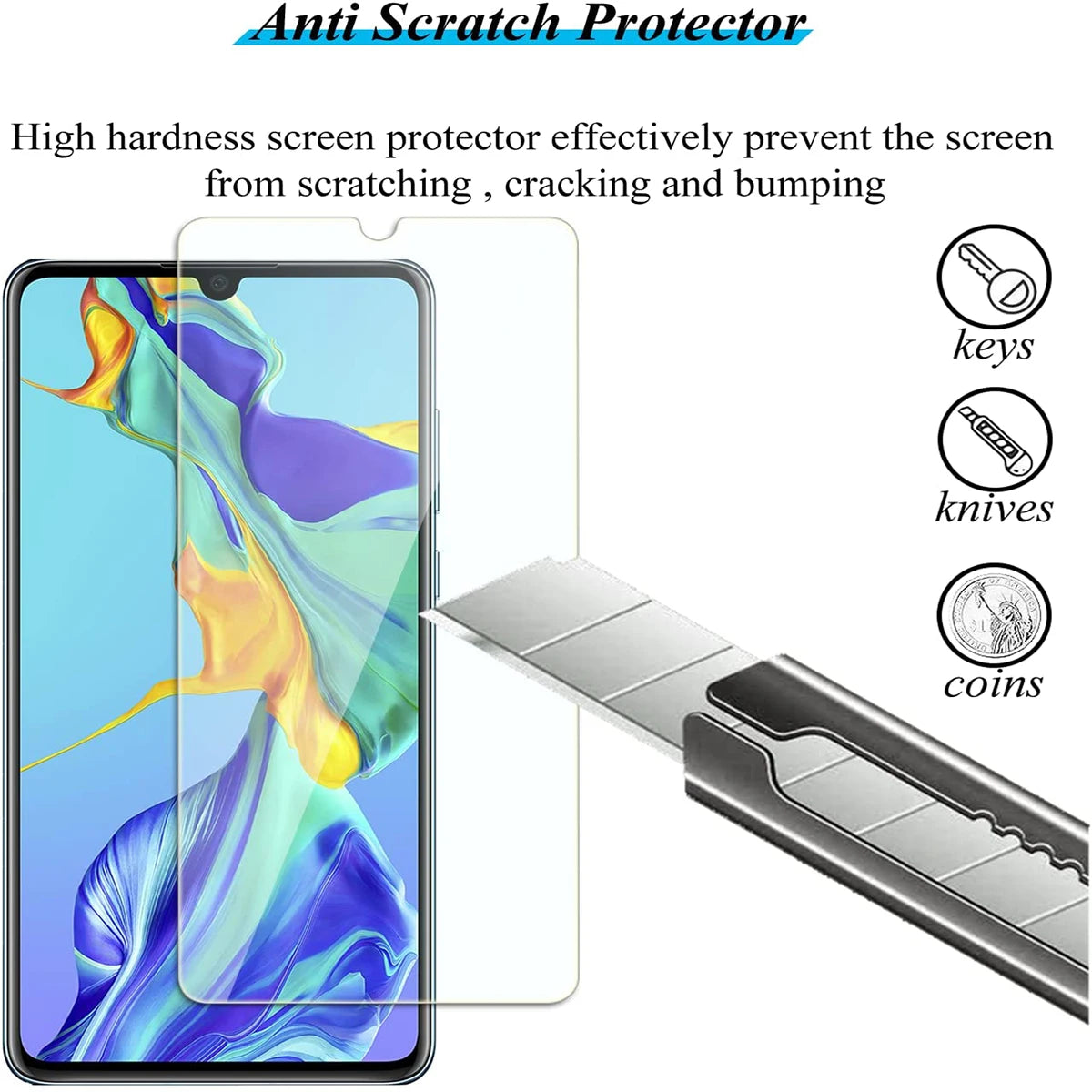 2/4Pcs 9H Screen Protector For Huawei P30 HD Tempered Glass