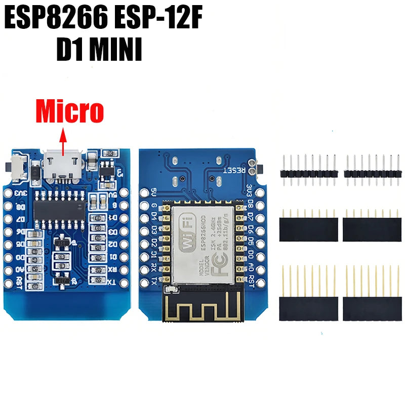 Lote 1-10 Pcs Módulo Wemos D1 Mini WiFi ESP8266 (ESP-12F) CH340G V2 USB-C/Micro Placa Desarrollo 3.3V + Pines Arduino