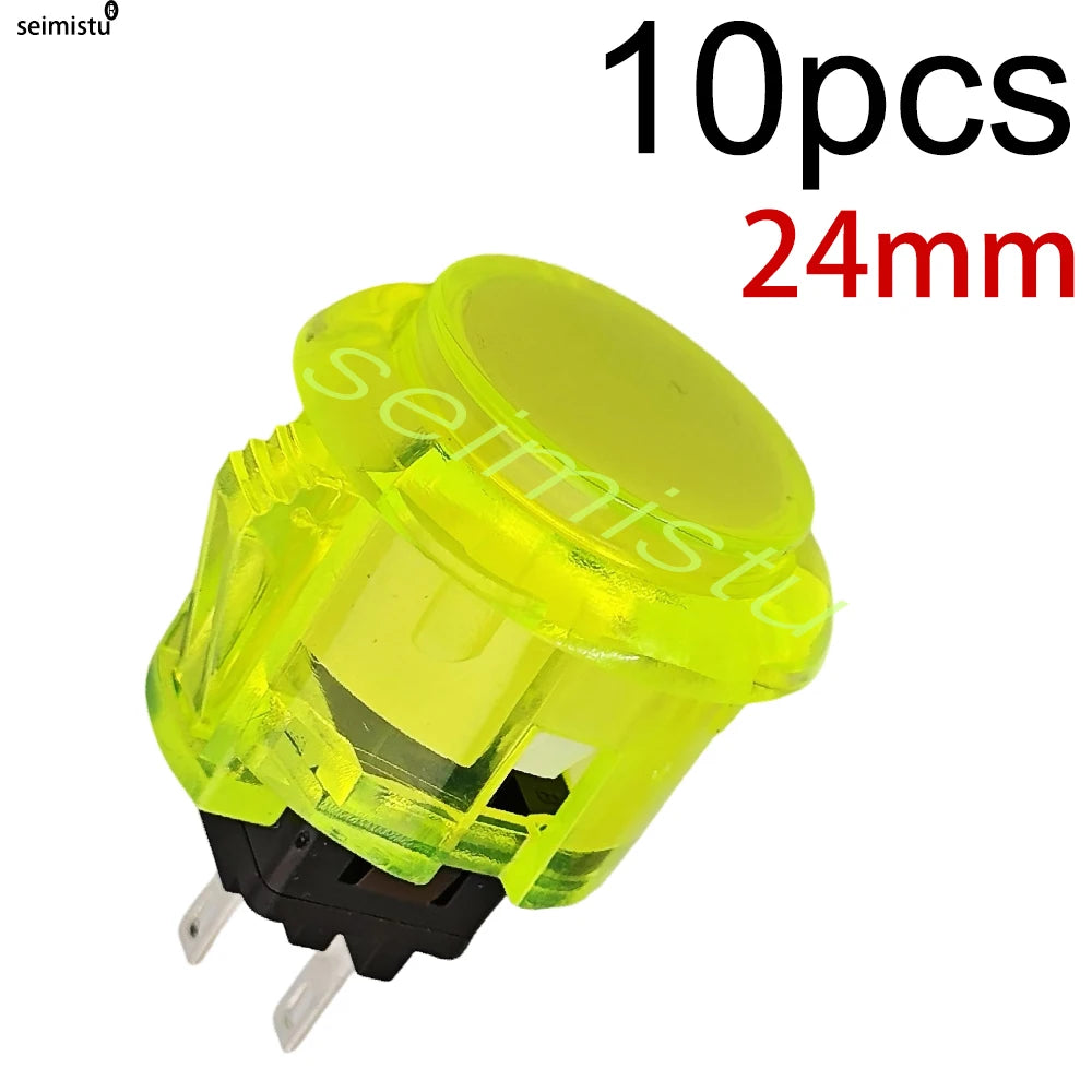 Botón Pulsador Transparente (24mm/30mm) Copia Sanwa OBS-C para Consola Videojuegos/Hitbox/Arcade PC Neo Geo (10 Unidades)