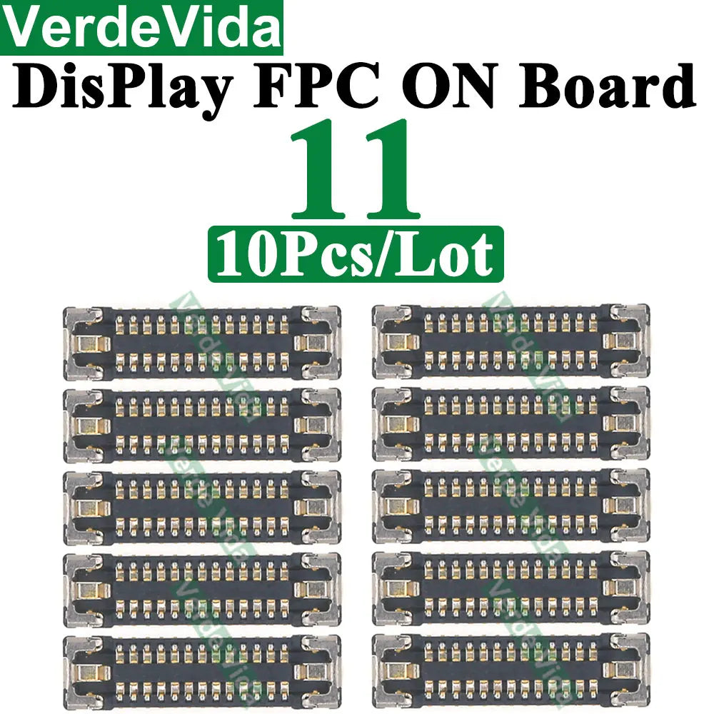 Conector FPC Pantalla LCD / Táctil en Placa Base para iPhone X/XS/XR/11/12/13/14/15/16 Pro Max/Plus (10 Unidades)