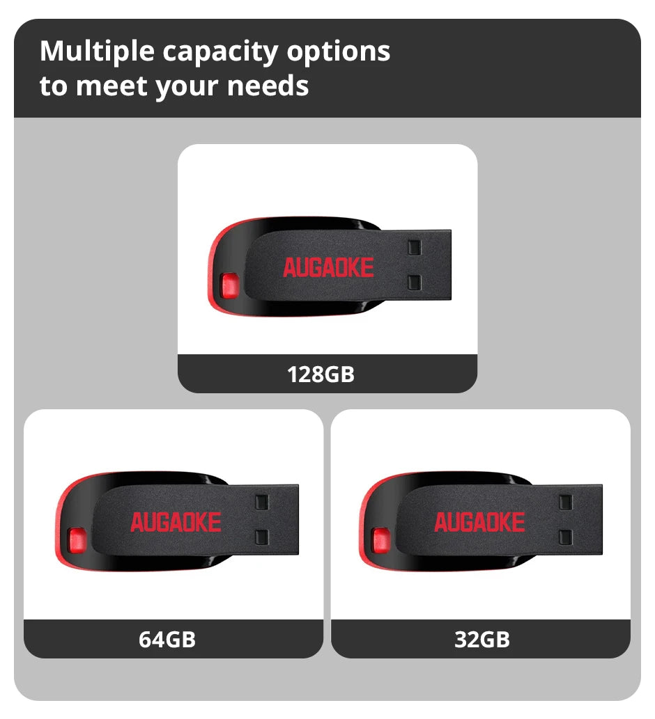 Memoria USB Flash Drive AUGAOKE (32GB/64GB/128GB) Alta Velocidad USB 2.0 / Tipo C Pen Drive para PC