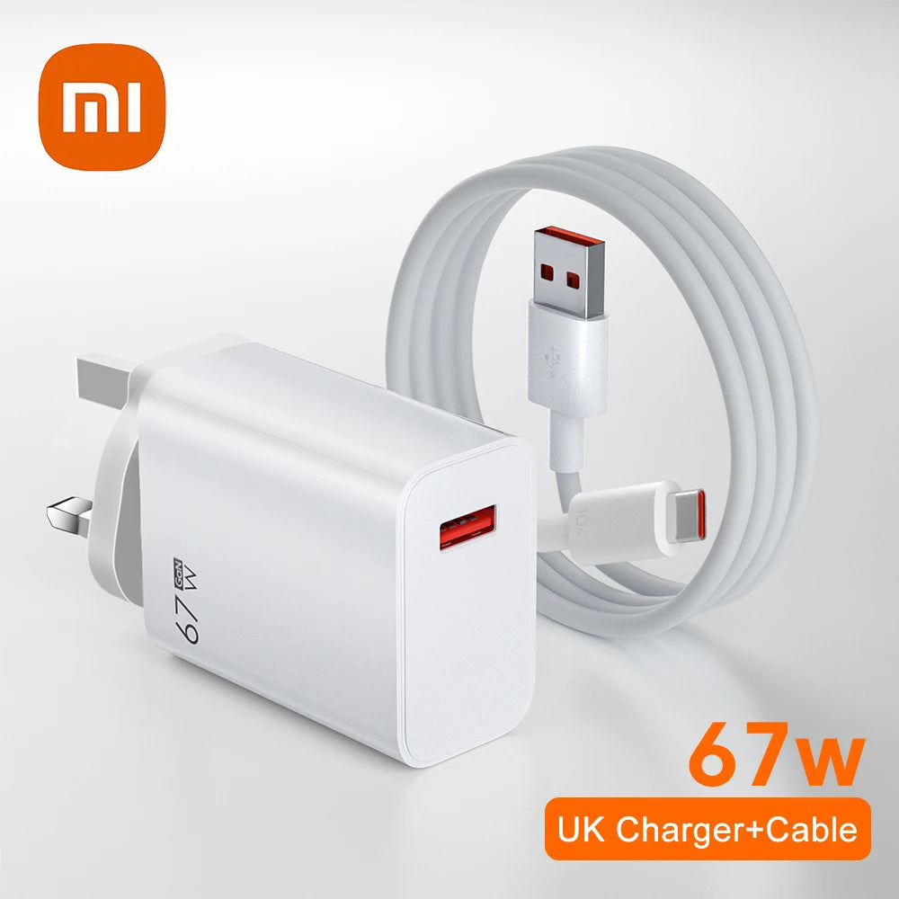 Cargador Xiaomi Original 67W Carga Rápida GaN USB-C PD (EU/US/UK) + Cable USB-C