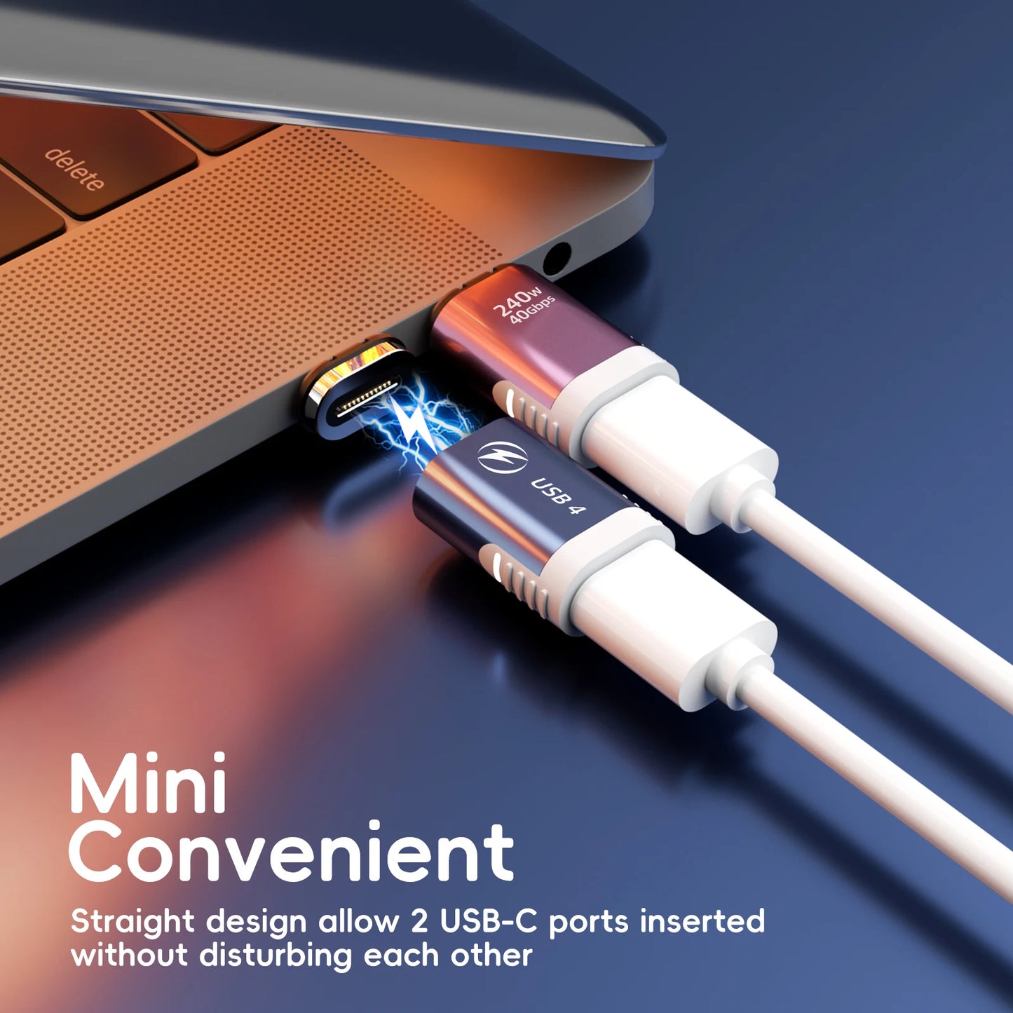Adaptador Magnético USB-C Fonken 240W 40Gbps 8K@60Hz Video para MacBook Pro/Air y Otros Type-C