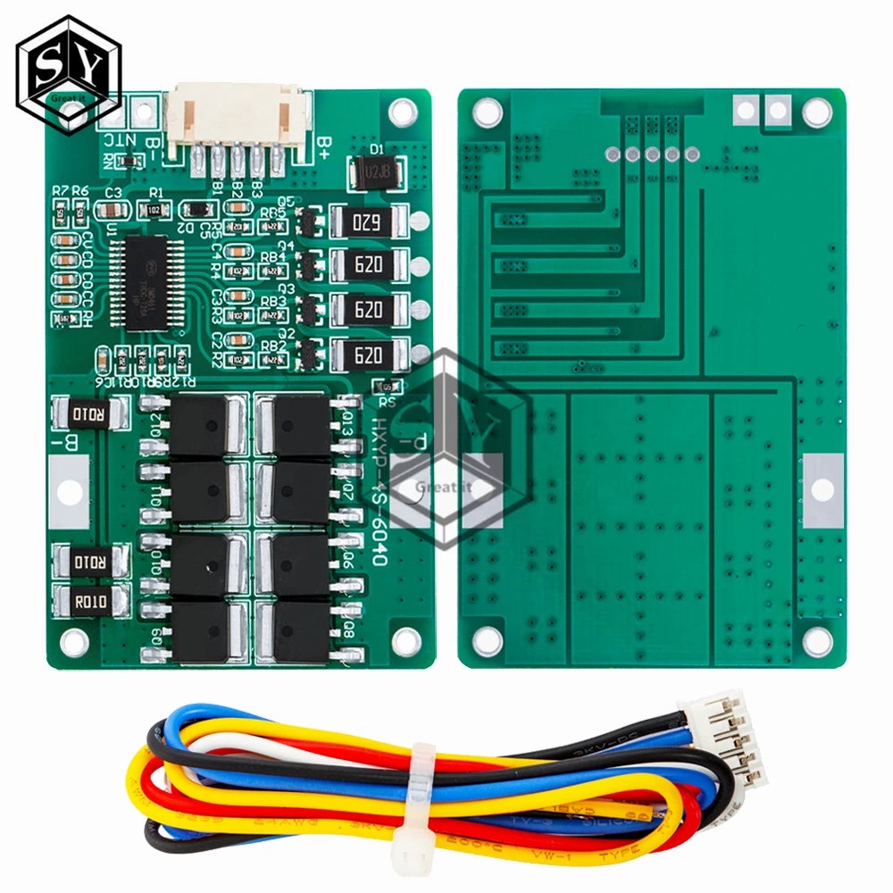 4S 3.2V/3.7V 18650 20A Lifepo4 Battery Balanced BMS board with balanced With cable