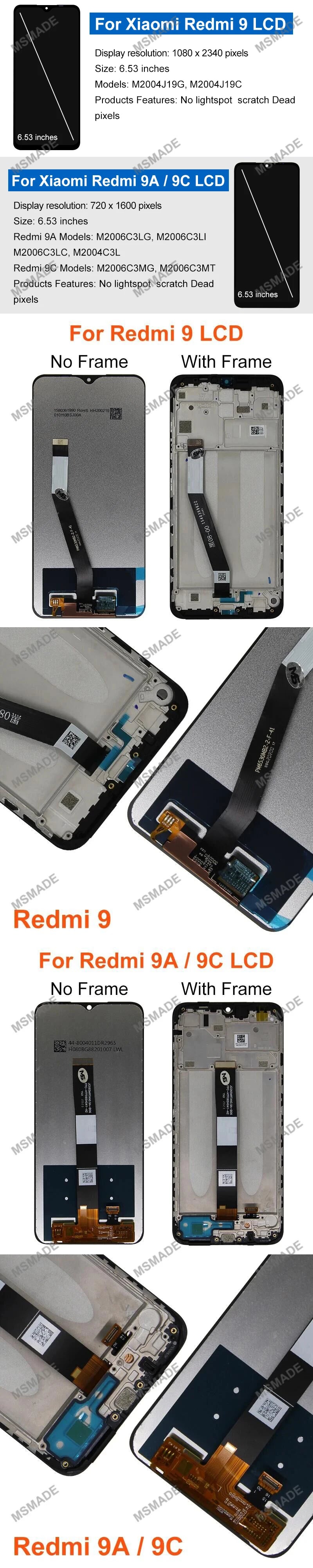 For Xiaomi Redmi 9 9A 9C LCD Display Touch Screen Digitizer For Redmi M2004J19AG M2004J19C Assembly Replacement Parts