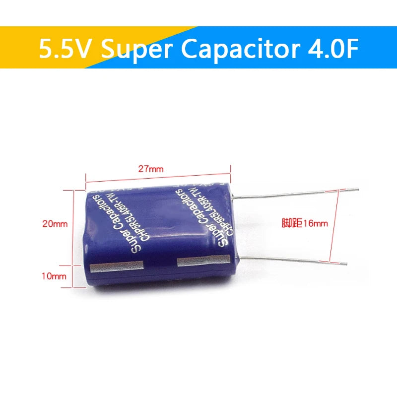 Supercapacitor Farad Tipo Combinación (0.22F-50F, 5.5V) - Unidad (Especificar Valor)