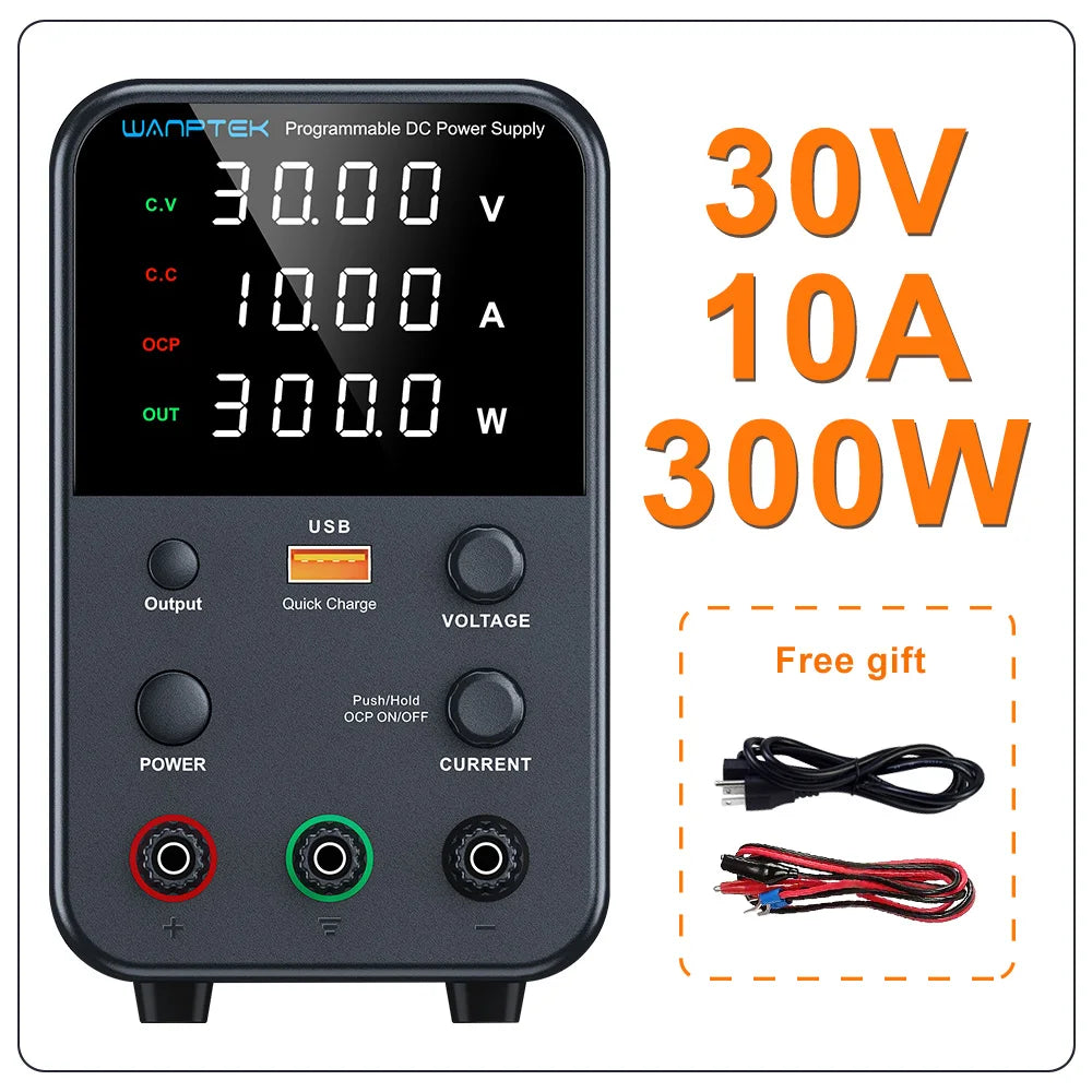 Fuente de Poder Laboratorio WANPTEK DC Ajustable 30V/60V/120V Regulador Voltaje Preajuste V/A (Input 110V/220V)