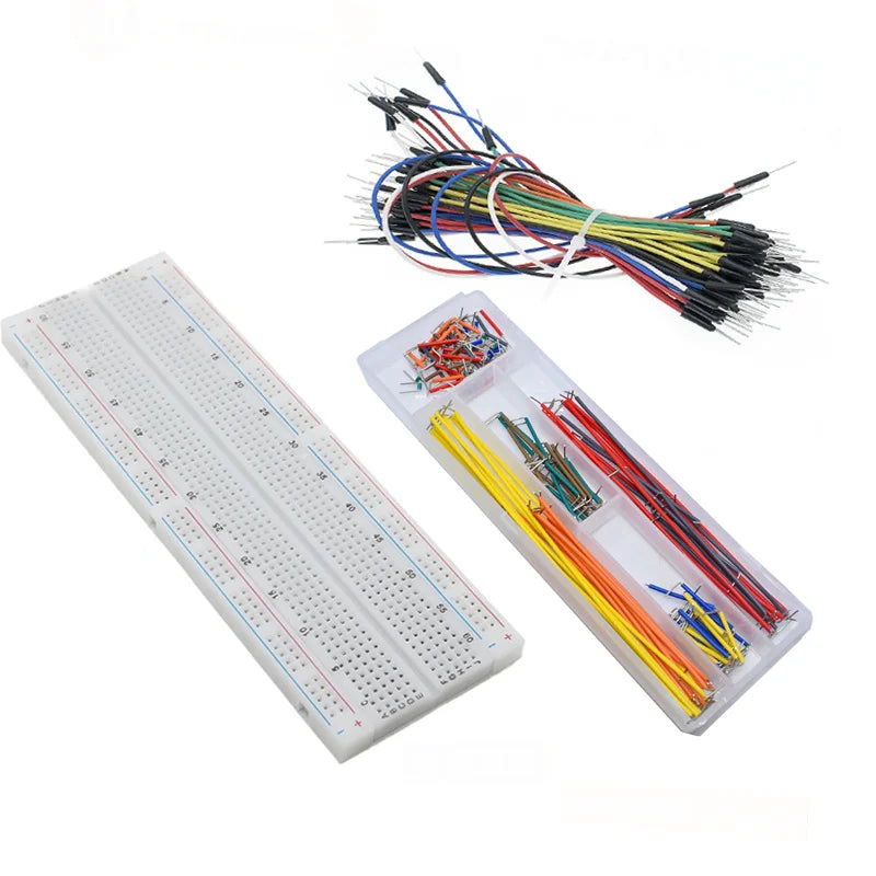 MB102 Breadboard Kit 400/830 Points Prototype Board 65 Jumper Wires U-Shaped Solderless Breadboard Jumper Cables DIY Electronics